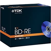1x5 TDK BD-RE Blu-Ray Disc 25GB 1-2x Speed Jewel Case
